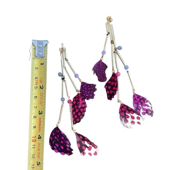 Susan Suell Curiosity Feather handmade spotty colourful feathers Post Earrings - Picture 4 of 7